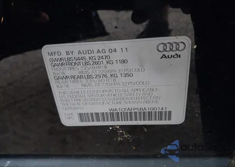 2011 Audi Q5 Premium z USA, uszkodzony, nr VIN WA1CFAFP5BA100141